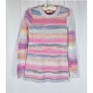 Gap Space Dye Rainbow Striped Crew Neck Tunic Sweater Size XS Forever Cozy